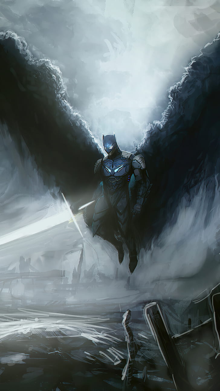 wings, sword, DC Comics, Comic, Batman phone wallpaper