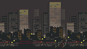 City Buildings 8 Bit, 8-bit, artist, artwork, digital-art wallpaper