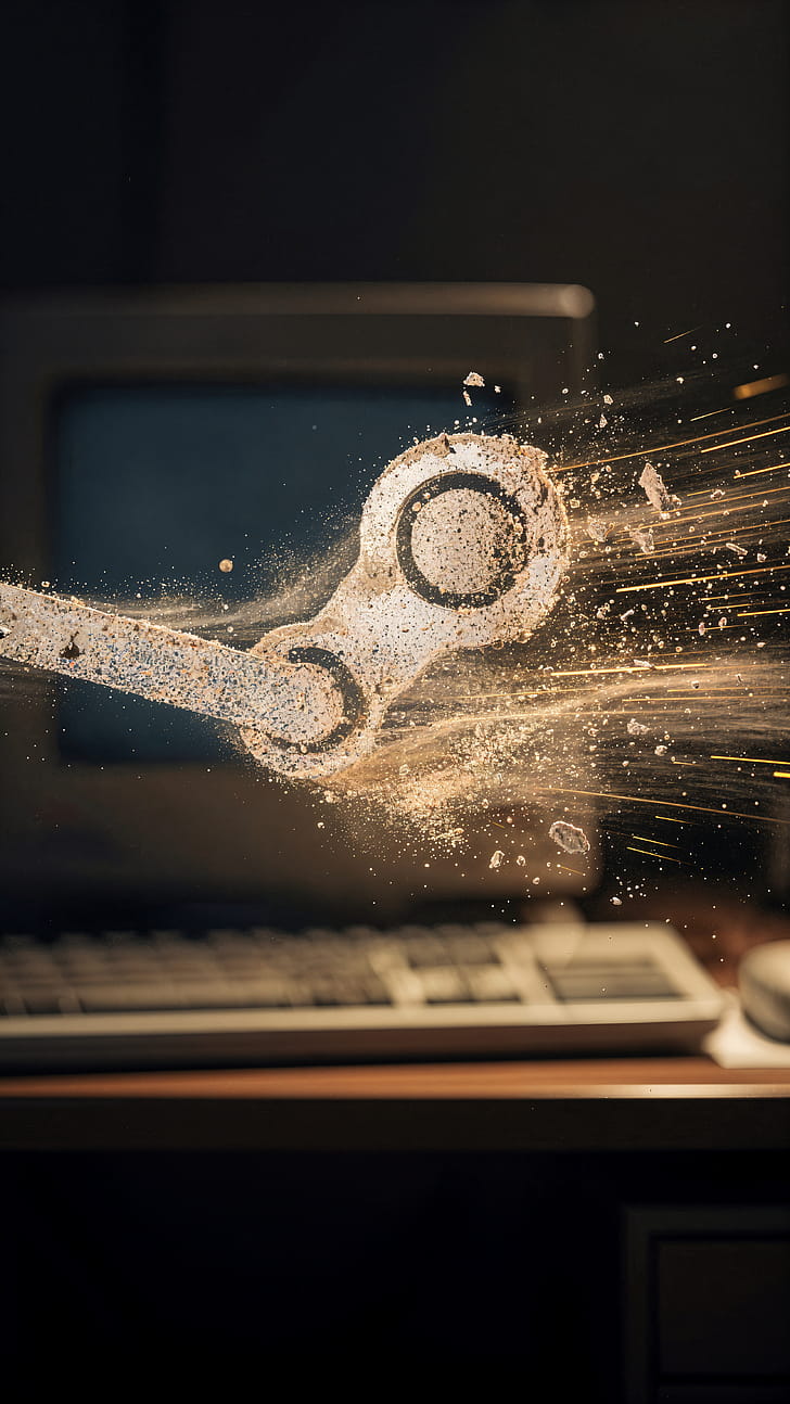 Exploding Steam Logo — iPhone, explosion, video game phone wallpaper