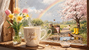 Hello April, Mug wallpaper