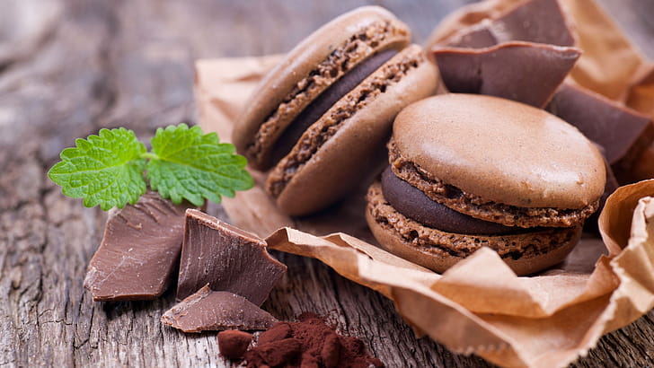 Chocolate, Macarons wallpaper