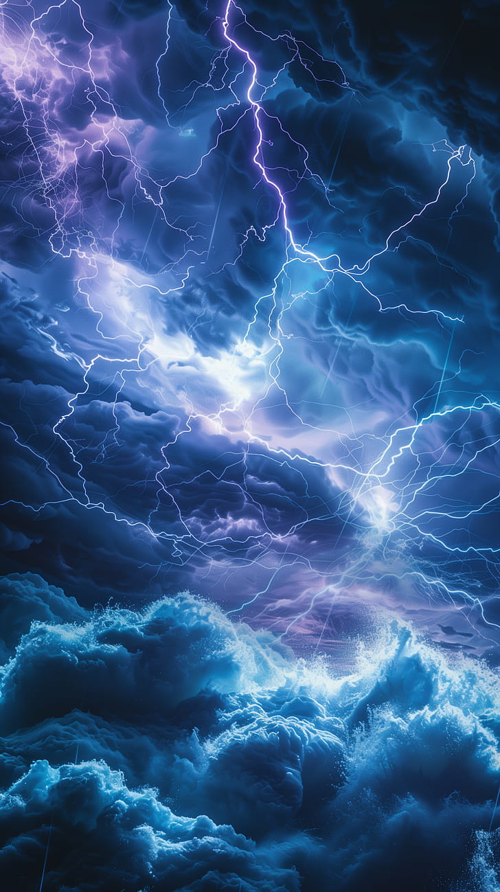 Electrifying Waves  -  Now!, lightning, electricity, wave phone wallpaper