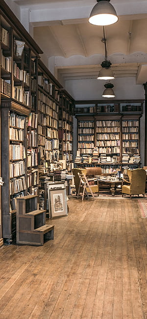 Man-Made, Library, Study, Interior phone wallpaper