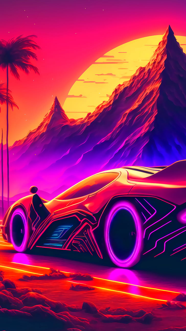 artistic, synthwave phone wallpaper