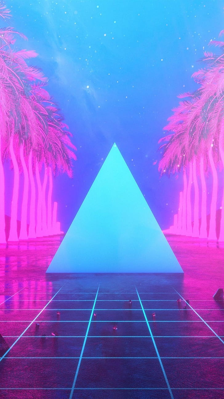 Neon Triangle, phone wallpaper