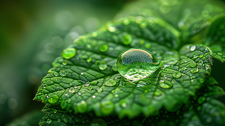 Dew-Drenched Leaf, dew drop wallpaper