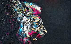 Abstract Artistic Colorful Lion, abstract, lion, artistic, artwork, digital-art, colorful wallpaper