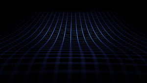 Blue Grid Waves, abstract wallpaper