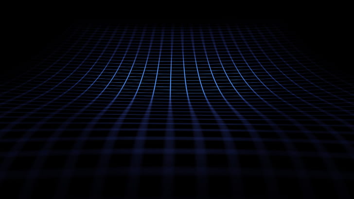 Blue Grid Waves, abstract wallpaper