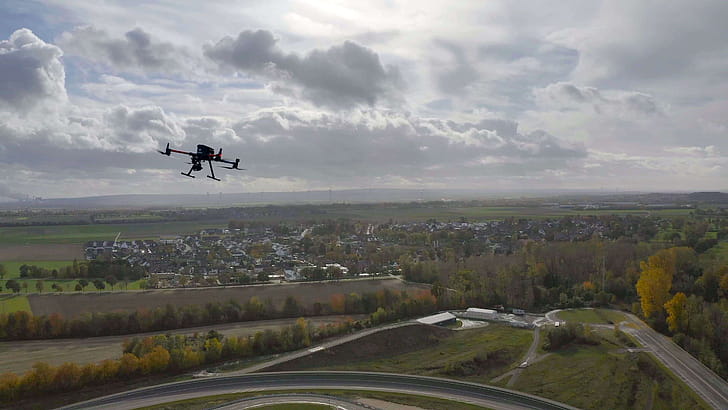 Connected drones, Technology, Communication, Data sharing wallpaper
