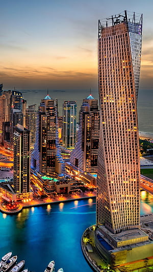 Cayan Tower, Dubai phone wallpaper