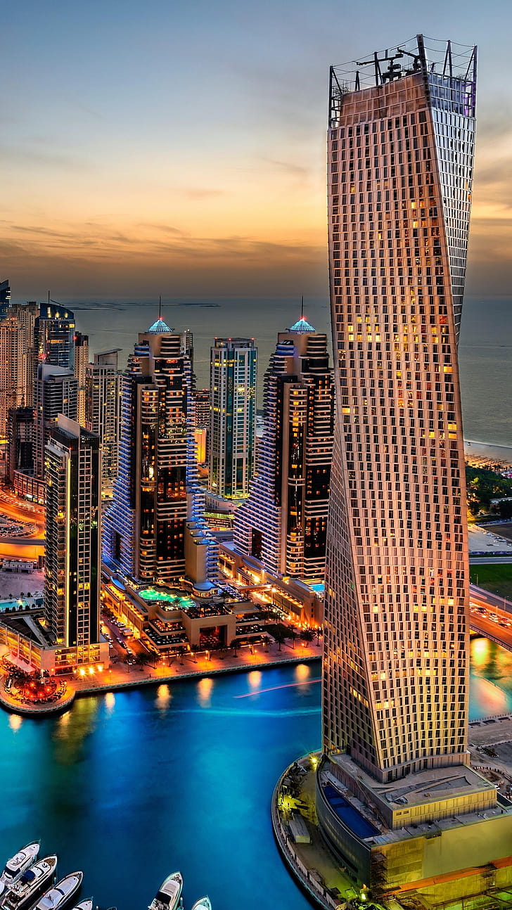 Cayan Tower, Dubai phone wallpaper