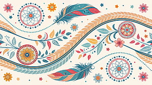 Boho Featherflow —  Ultra, boho pattern, feather, dreamcatcher, flower wallpaper