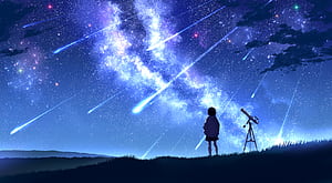 Anime Girl Meteor Streak 10k, anime-girl, anime, artist, artwork, digital-art, pixiv wallpaper