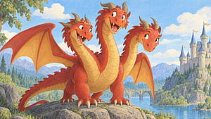 Three-Headed Dragon —   Fantasy, Multi-headed Dragon wallpaper