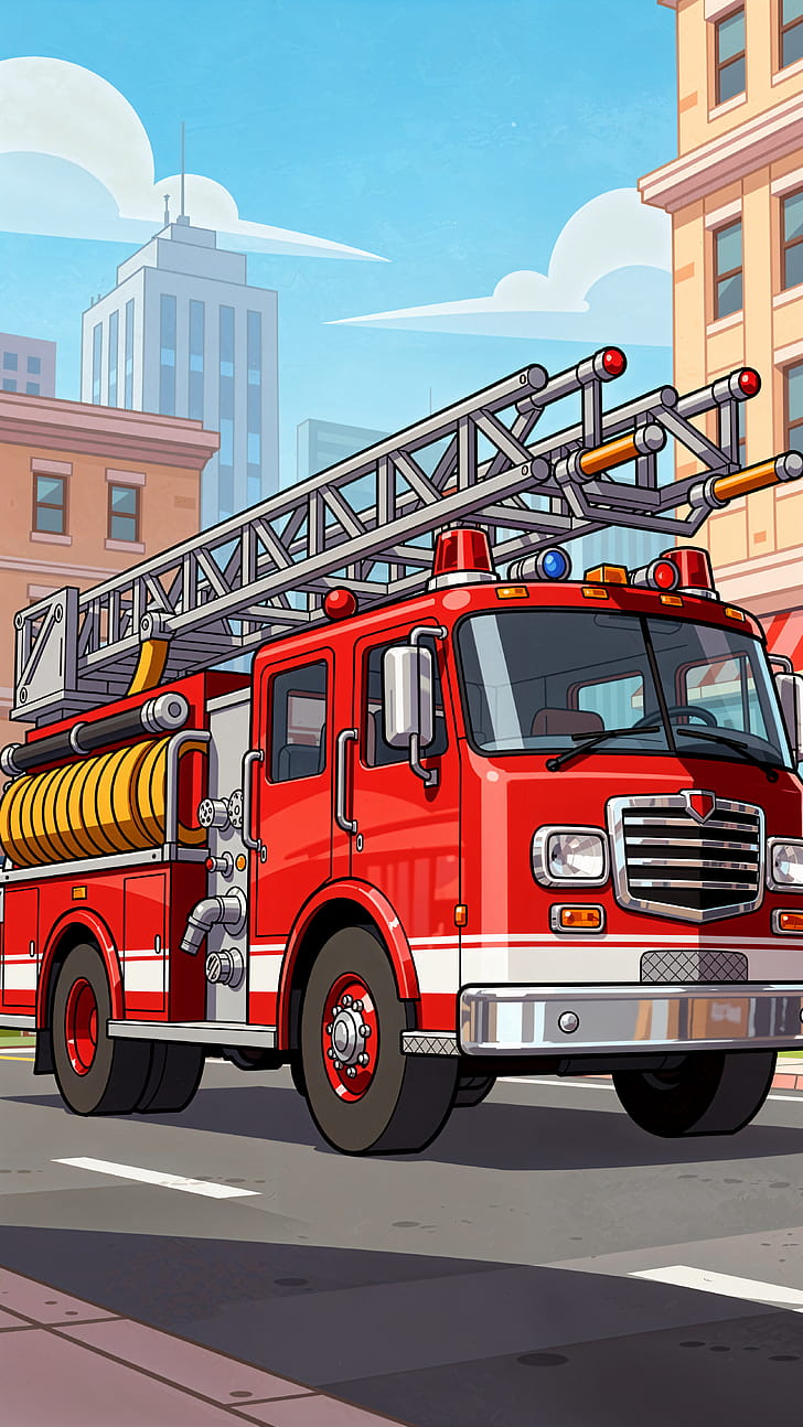 Red Rescue: Fire Engine iPhone phone wallpaper