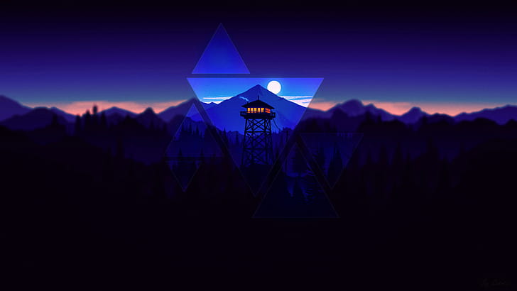 Dark firewatch , Triangular elements, Intense atmosphere, Artistic edit wallpaper