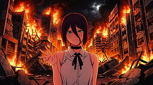 Chainsaw man reze arc - reze smiling in the face of destruction, Reze (Chainsaw Man), Anime Girl wallpaper