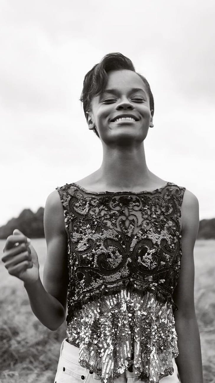 Monochrome, Letitia Wright phone wallpaper