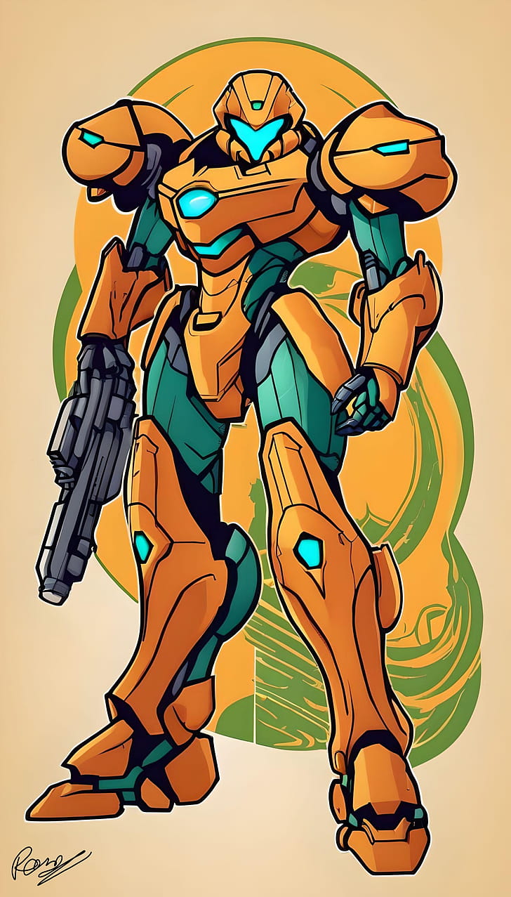Metroid, robot, armor phone wallpaper