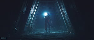 robot, Sci Fi, skeleton, dark wallpaper