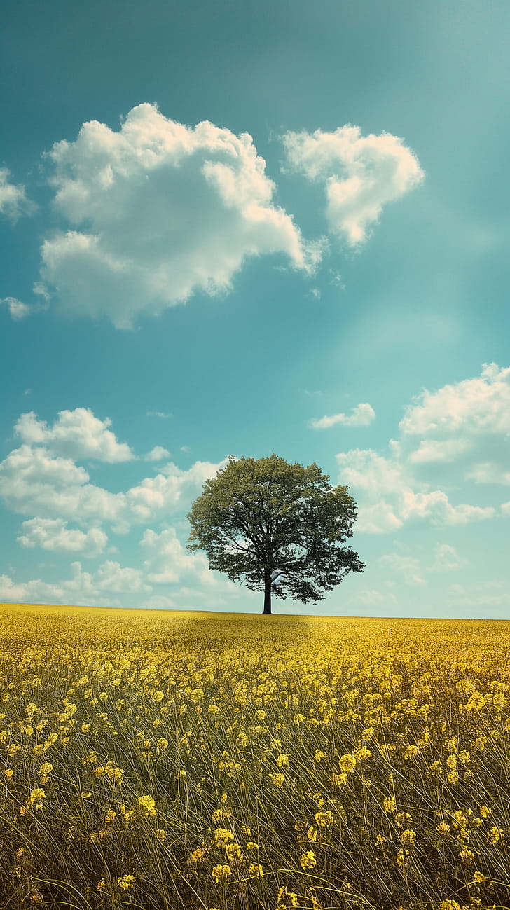 Spring Solitude Tree - Mobile, tree, spring phone wallpaper