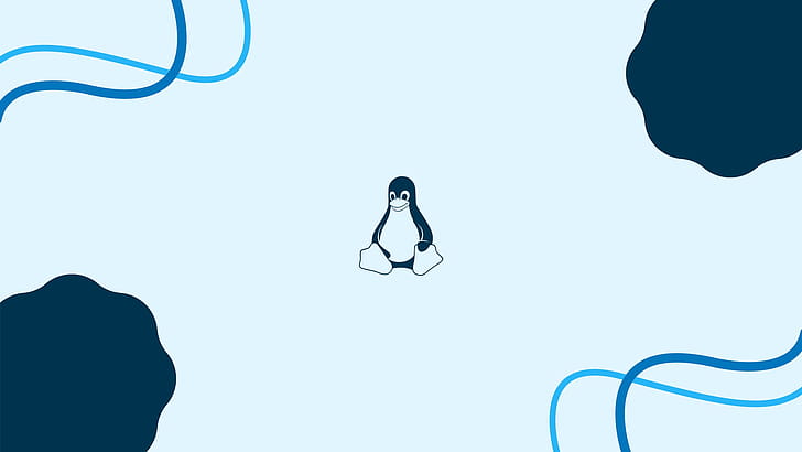Tux in Blue — Minimal Linux, Linux wallpaper