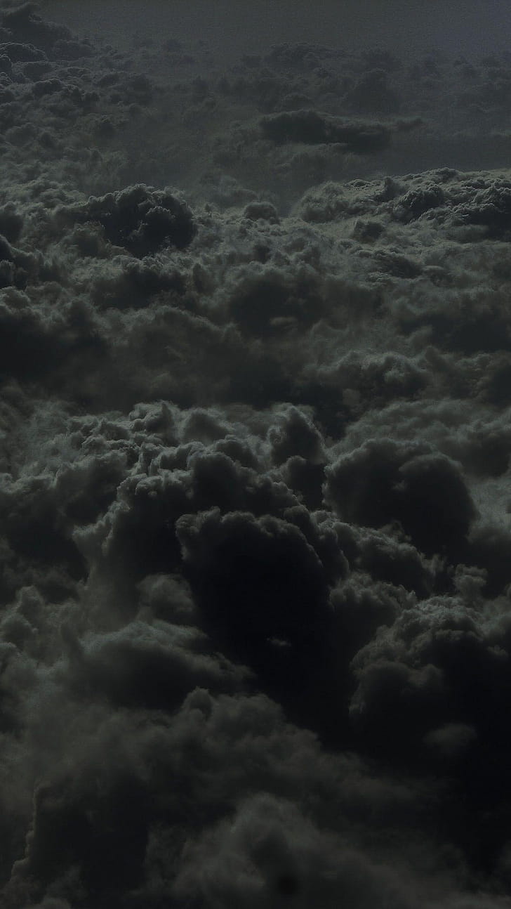 Gray Cloudy Sky, Dark clouds set, Dramatic cloud formations, Mysterious and brooding sky phone wallpaper
