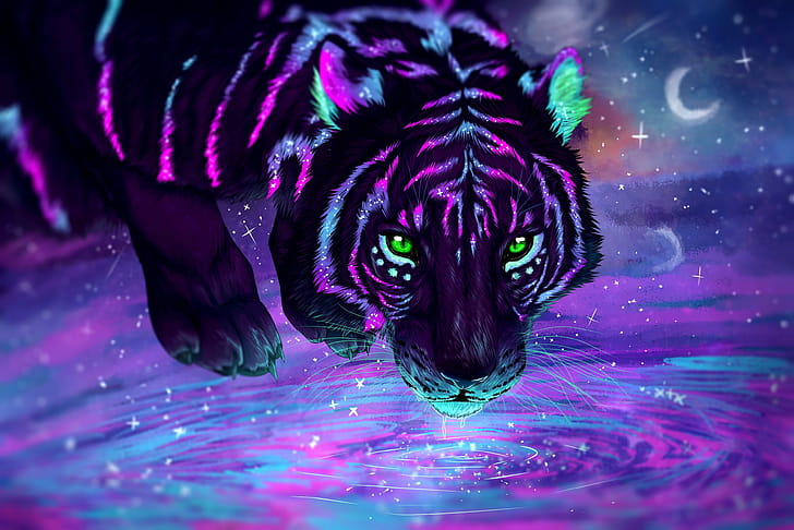 Artwork, Tigers wallpaper