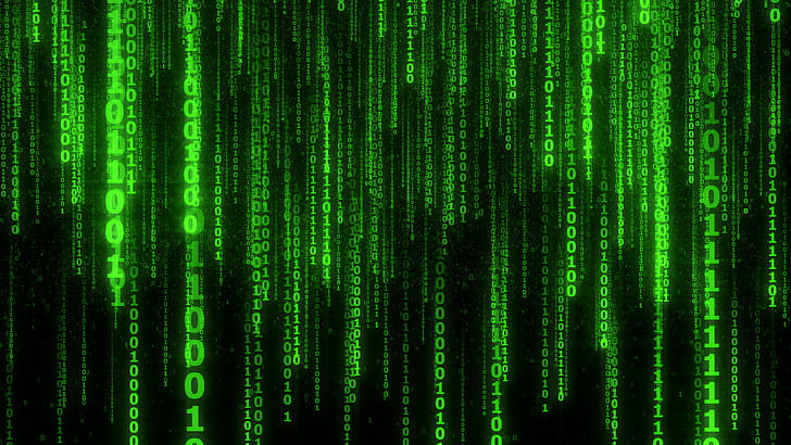 Matrix code numbers, Green , U, Widescreen wallpaper