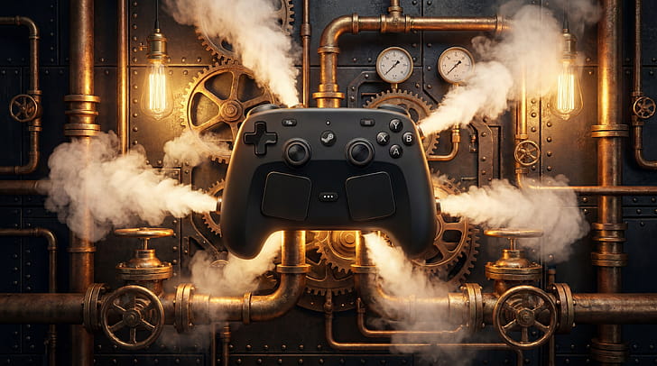 Steamworks Controller —   Steampunk, Game Controller wallpaper