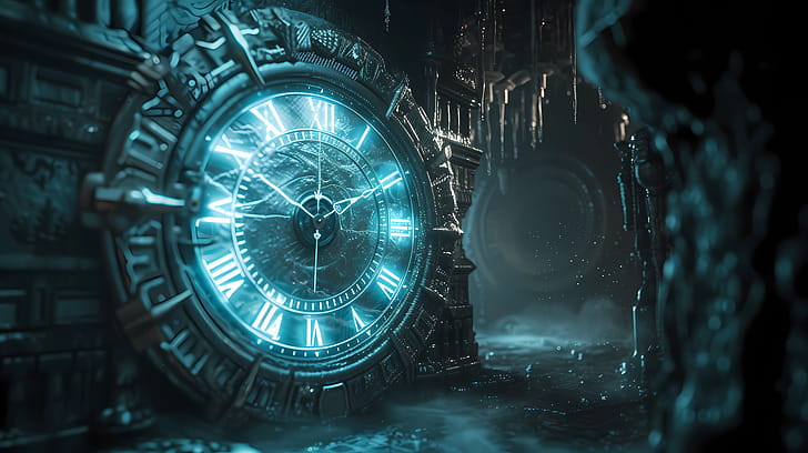 Ancient glowing clockwork, Time, clock, clockwork wallpaper
