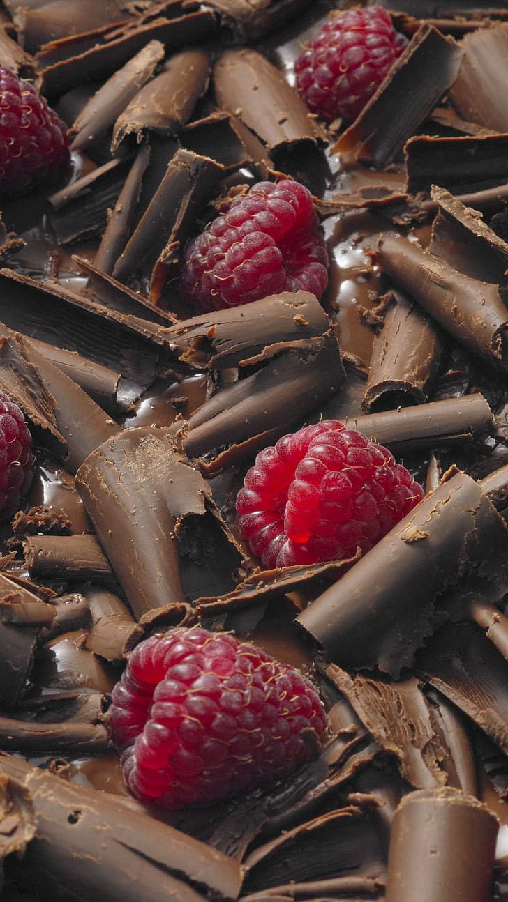 Raspberry, Chocolate phone wallpaper