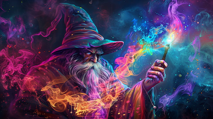 Mystical Fire Wizard, wizard wallpaper