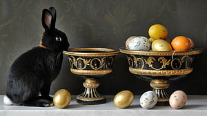 Easter Bunny with Colorful Eggs, bunny, Easter, easter egg, easter bunny, rabbit wallpaper