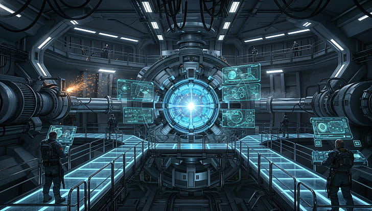Sci Fi, Engine Room, Hologram wallpaper