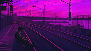 Train Station Synthwave, train-station, synthwave, vaporwave, alone, artist, artwork, digital-art wallpaper