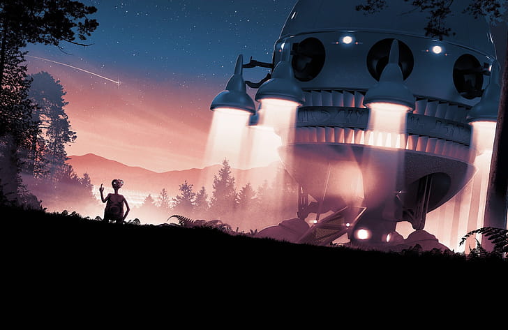 E.T., UFO, , background wallpaper