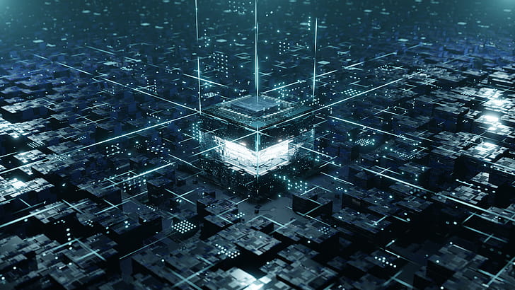 Inside a Micro Chip, Abstract, technology, Sci Fi wallpaper