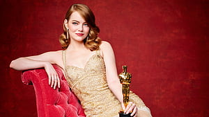 Emma Roberts With Oscar, emma-stone, celebrities, girls wallpaper