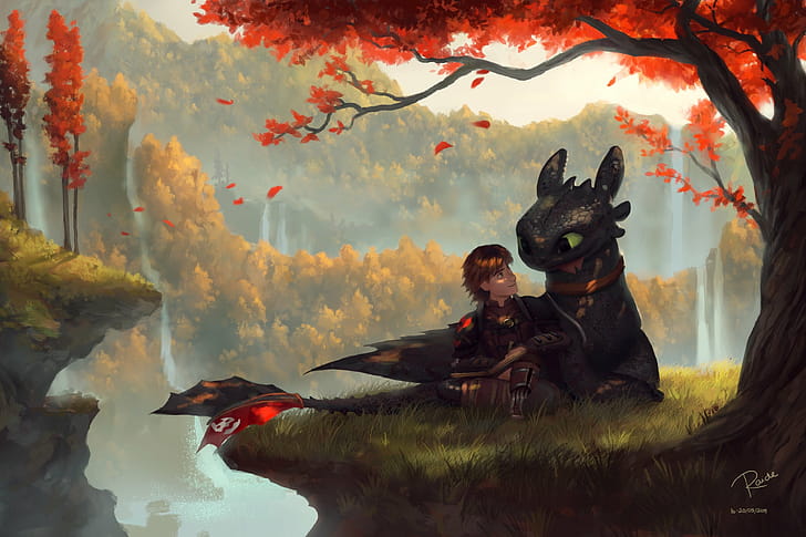 Hiccup, Toothless, , Background wallpaper