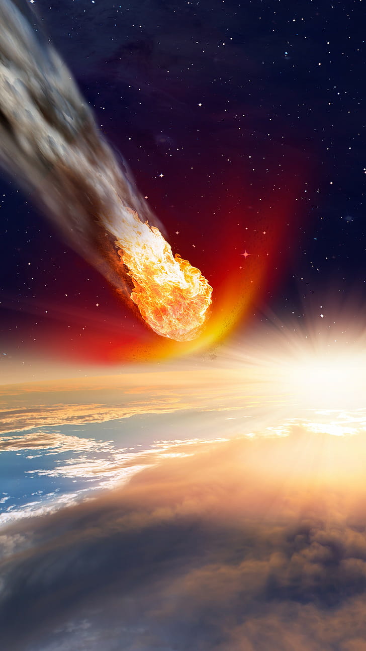 Burning, Meteors phone wallpaper