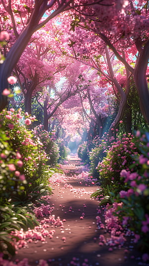 Enchanted Spring Blossom Pathway, spring phone wallpaper