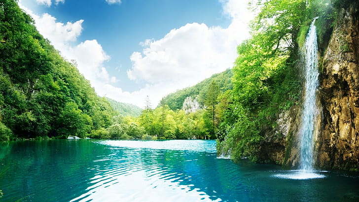 Waterfall, Summer wallpaper