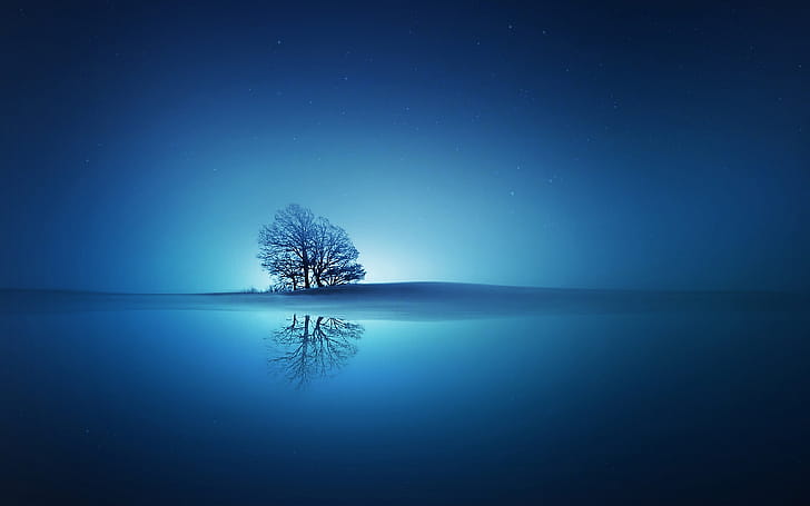 Blue Reflections, blue, reflections, creative, graphics wallpaper
