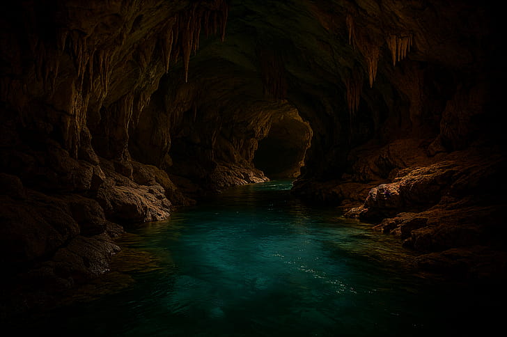 underground river, cave wallpaper