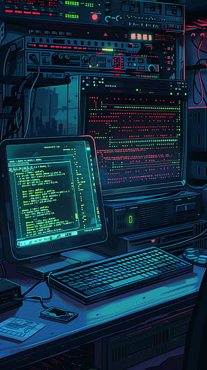 Cyber Code Chic - Programming-Themed phone wallpaper