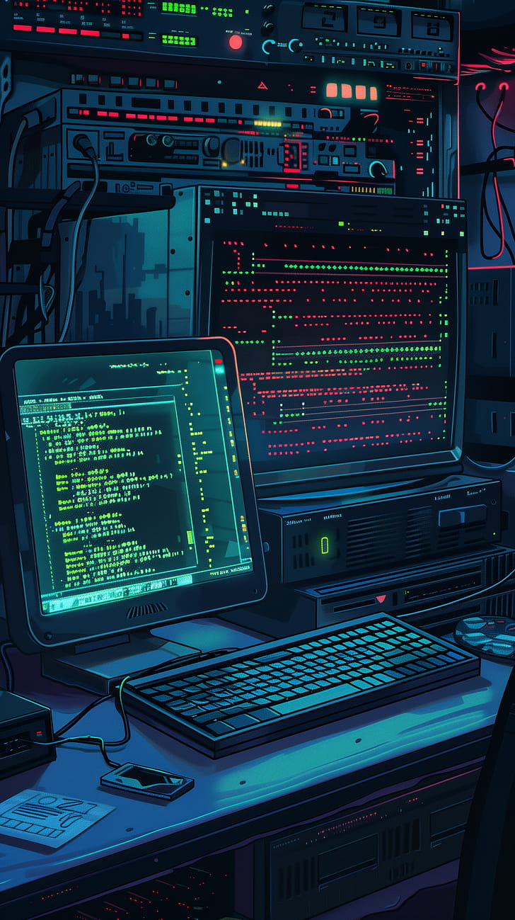 Cyber Code Chic - Programming-Themed phone wallpaper