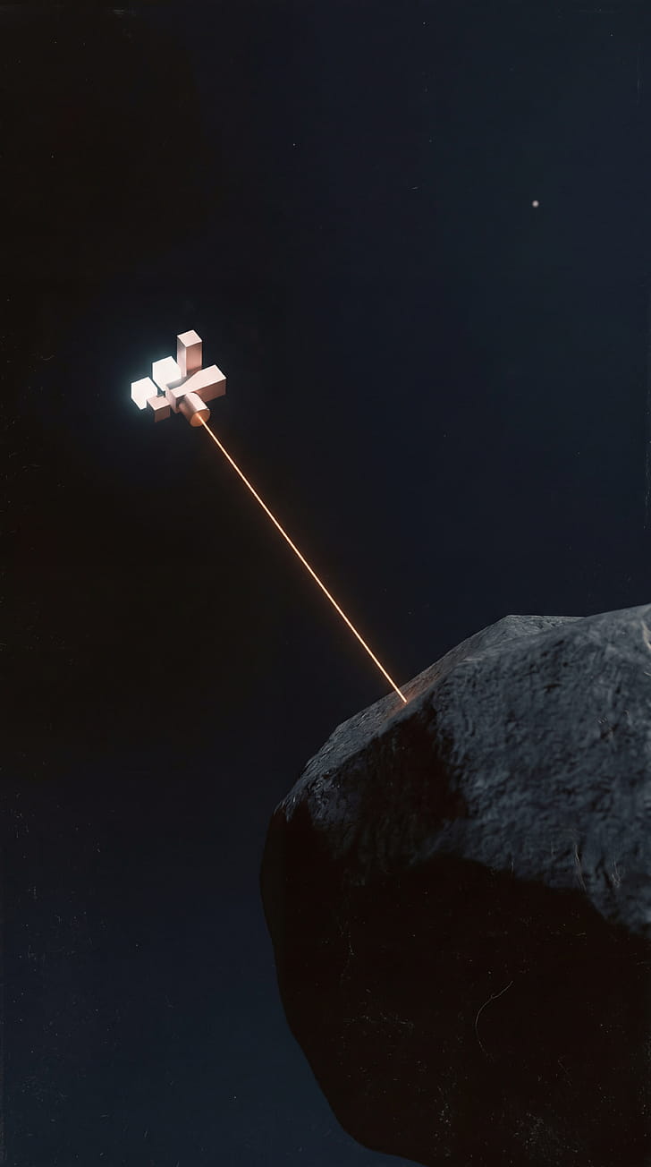 Spacecraft, Asteroid, Laser phone wallpaper