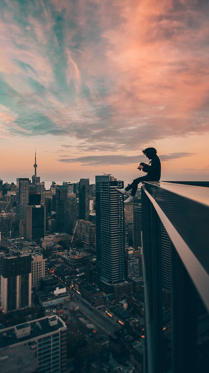 Cityscape, Rooftop phone wallpaper